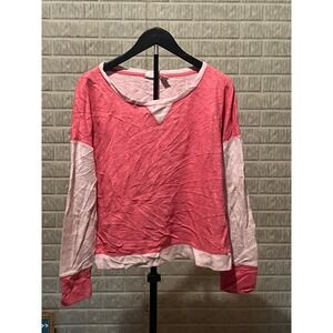 IZOD Performance Coral Long Sleeve V-Neck Top Lightweight Comfort Loungewear L‎